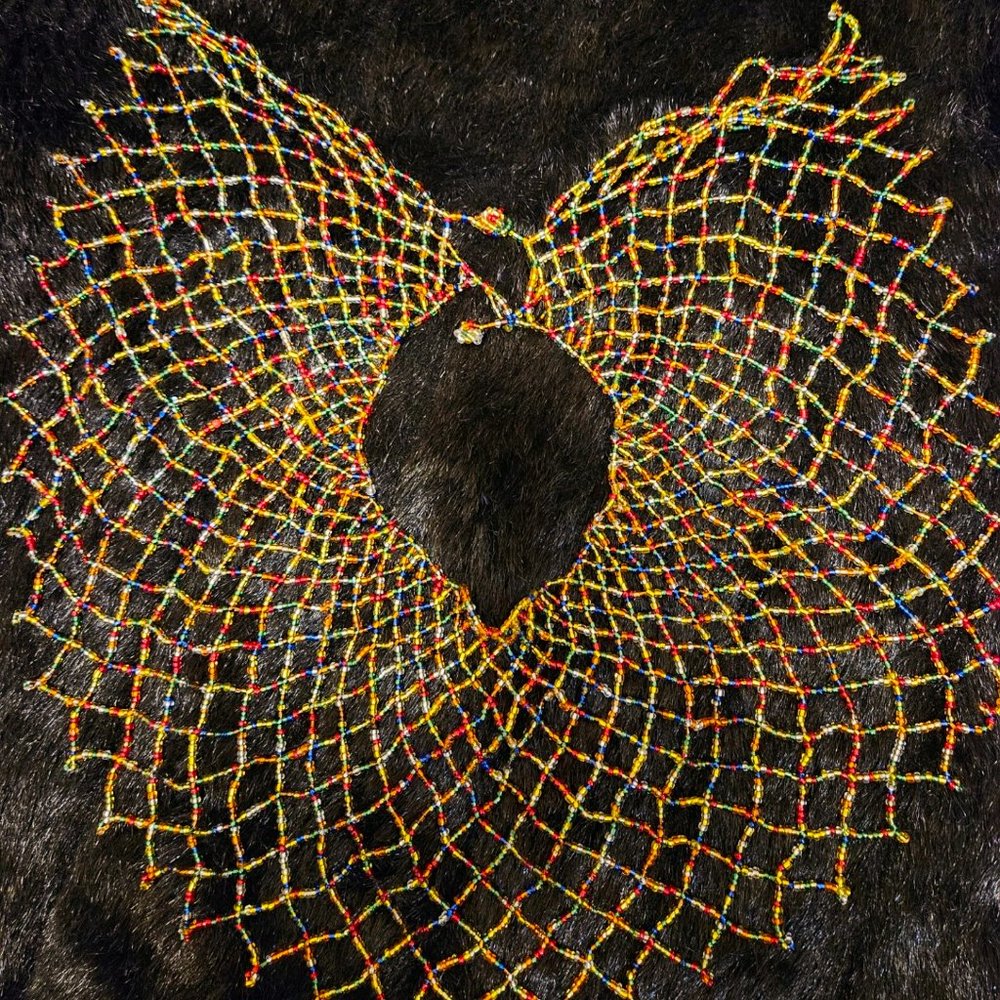 Multicolored Bead Bib Statement Necklace - image 2